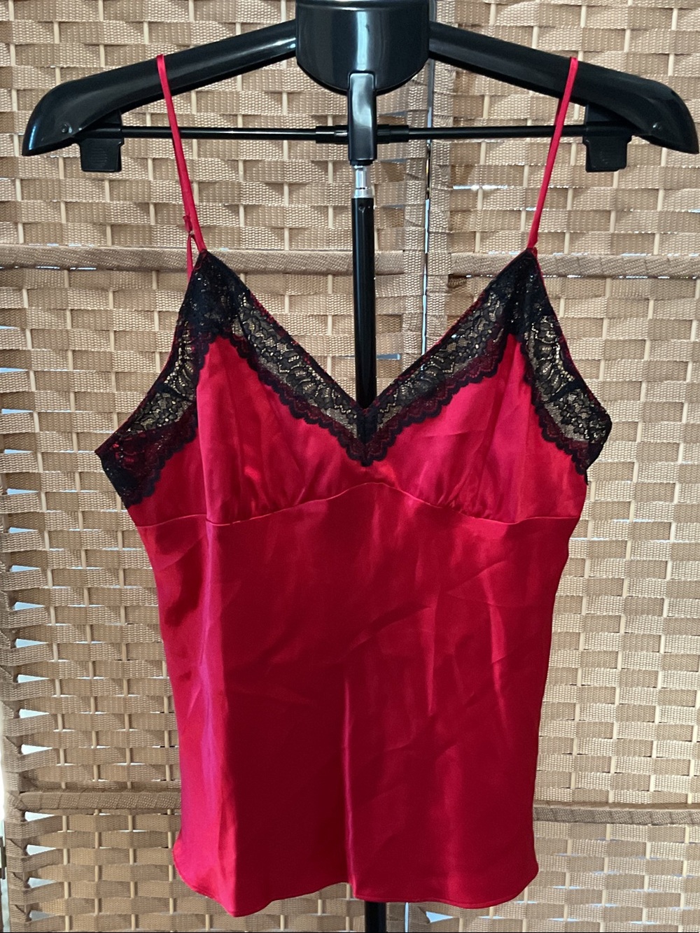 Red Satin Lace-Trim Camisole - Women